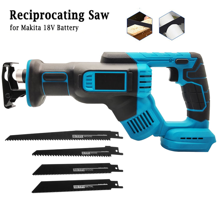 3000RPM 18V Electric Reciprocating Saw With 4PC Saw Blades No Battery Metal Woodworking Cutting Tool For Makita 18V Battery