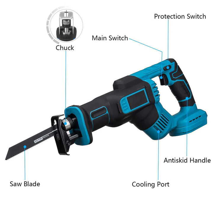 3000RPM 18V Electric Reciprocating Saw With 4PC Saw Blades No Battery Metal Woodworking Cutting Tool For Makita 18V Battery