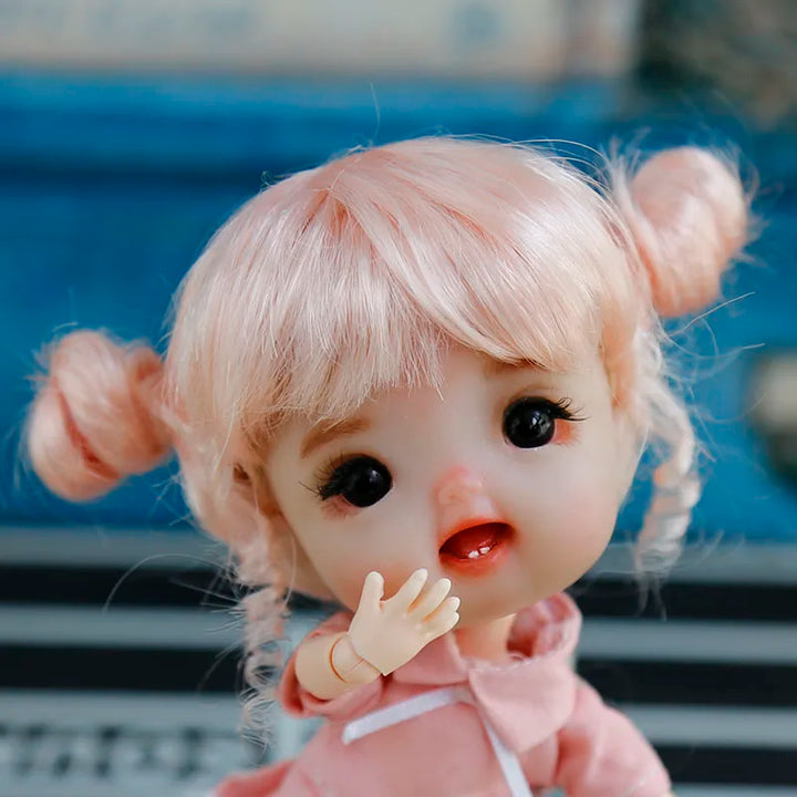 New 1/8  BJD wig  Pink golden SD doll wigs soft Cute braid hair  Bangs Long straight hair Doll special wig multi-color optional