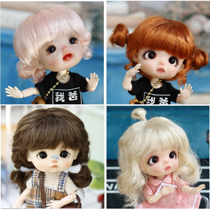 New 1/8  BJD wig  Pink golden SD doll wigs soft Cute braid hair  Bangs Long straight hair Doll special wig multi-color optional