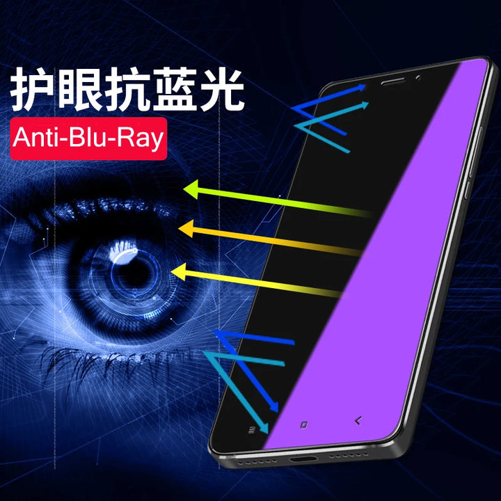 For iPhone XR X XS 11 12 Pro Max Anti Blue Ray Light 9H Tempered Glass Screen Protector for iPhone 6 6s 7 8 Plus 5 5s SE 2020