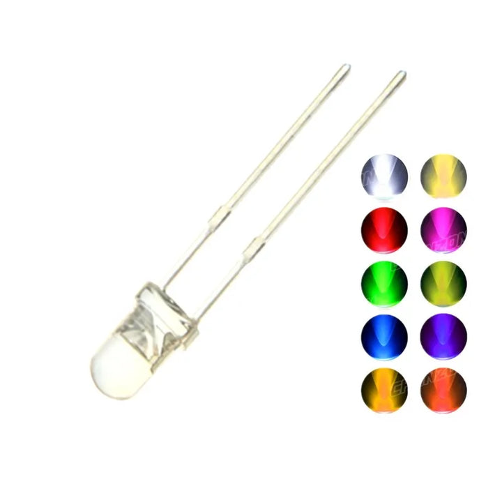 100PCS 5MM LED Diode Kit 3V DIY Set Light Emitting Warm White Green Red Blue Yellow Orange Purple UV Pink Ultra Bright 20mA