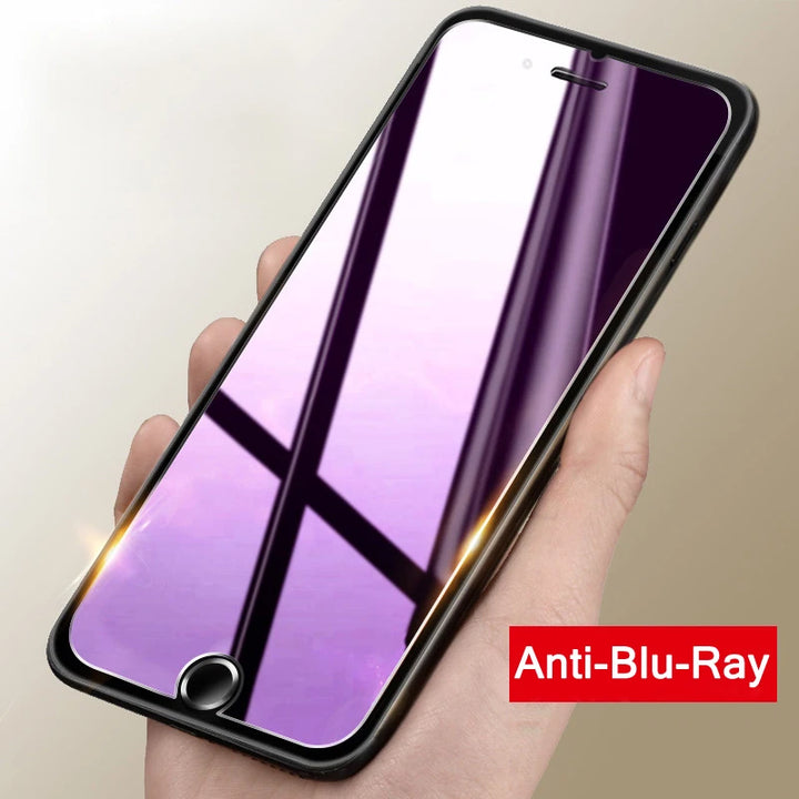 For iPhone XR X XS 11 12 Pro Max Anti Blue Ray Light 9H Tempered Glass Screen Protector for iPhone 6 6s 7 8 Plus 5 5s SE 2020