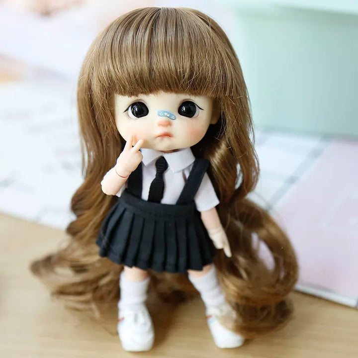 New 1/8  BJD wig  Pink golden SD doll wigs soft Cute braid hair  Bangs Long straight hair Doll special wig multi-color optional