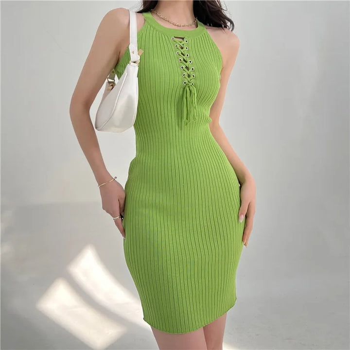 YuooMuoo Chic Fashion Sexy Package Hips Bandage Knitted Summer Dress Women Slim Elastic Bodycon Mini Dress Party Outfits Vestido