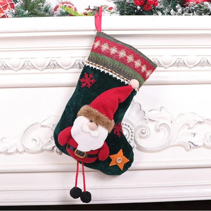 Christmas Sock Kids Candy Bag Gift Santa Claus Snowman Socks Xmas Tree Ornament Christmas Stocking Decoration for Home