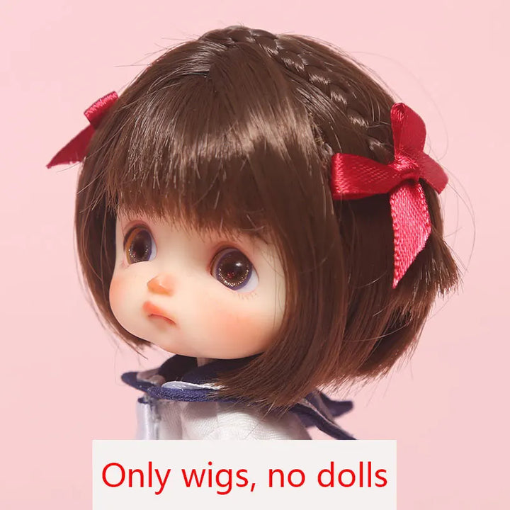 New 1/8  BJD wig  Pink golden SD doll wigs soft Cute braid hair  Bangs Long straight hair Doll special wig multi-color optional