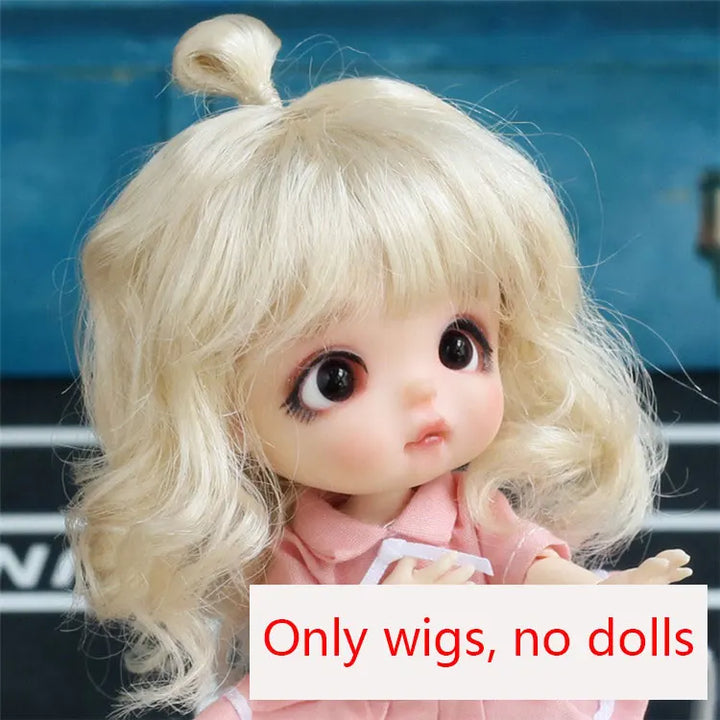 New 1/8  BJD wig  Pink golden SD doll wigs soft Cute braid hair  Bangs Long straight hair Doll special wig multi-color optional