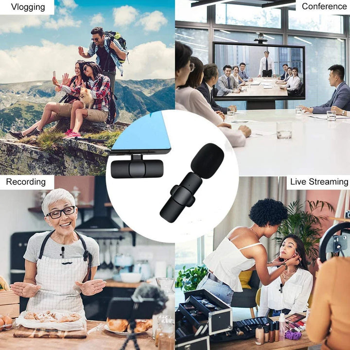 Wireless Lavalier Microphone Portable Audio Video Recording Mini Mic For iPhone Android Long battery life Live Broadcast Gaming