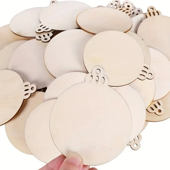 10PCS Unfinished Predrilled Wood Slices Round Blank Discs With Natural Twine For DIY Crafts Christmas tree Party Decor Xmas gift