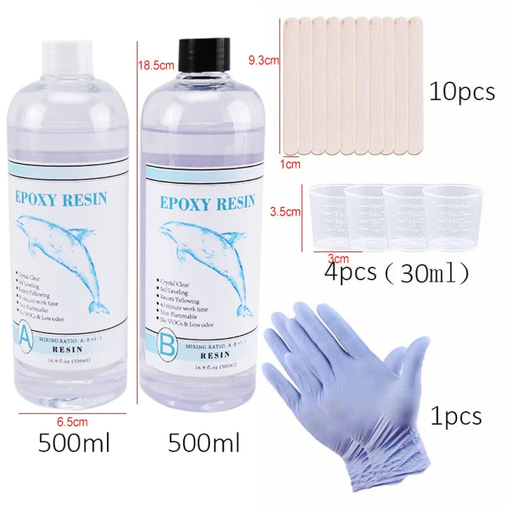 1:1 AB Resin Epoxy High Adhesive Crystal Glue Kit Transparent Hardener for DIY Art Resin Mold Casting Jewelry Making Supplies