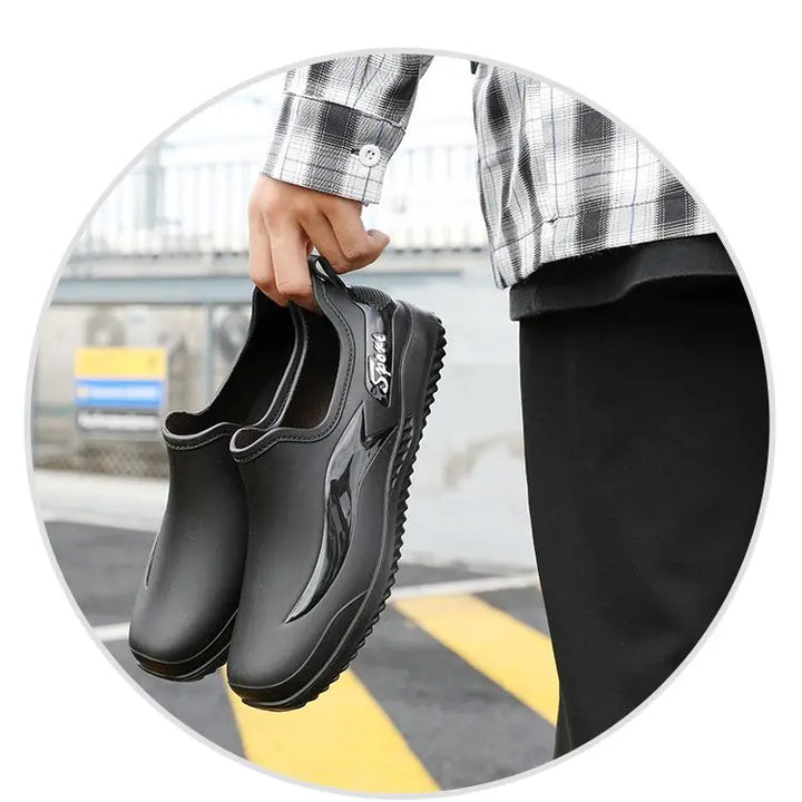 2024， New Fashionable Velvet Warm Rain Boots for Men, Waterproof, Non-slip, Wear-resistant, Short-tube Kitchen Work Rubber Shoes