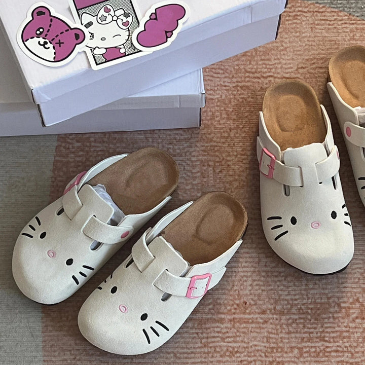 Sanrio Hello Kitty Cute Anime Slippers Summer Female Thick Sole Flat Shoes Sweet Cartoon Outdoor Anti Slip Slippers Girl Gift