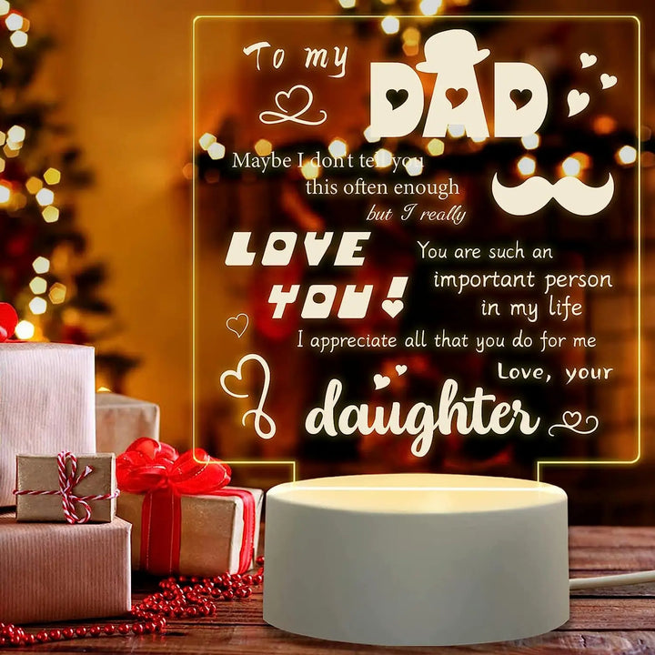 3D Night lamp Dad Gifts Acrylic Lamp to My Dad Gift from Daughter Son for Birthday Gift for Dad Christmas Gifts Night Lamps