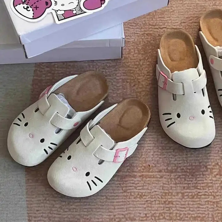 Sanrio Hello Kitty Cute Anime Slippers Summer Female Thick Sole Flat Shoes Sweet Cartoon Outdoor Anti Slip Slippers Girl Gift