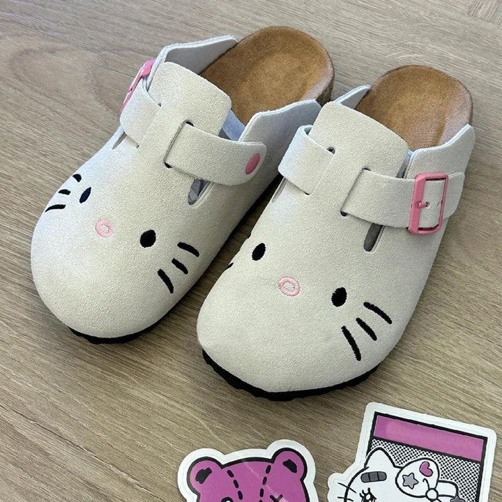 Sanrio Hello Kitty Cute Anime Slippers Summer Female Thick Sole Flat Shoes Sweet Cartoon Outdoor Anti Slip Slippers Girl Gift