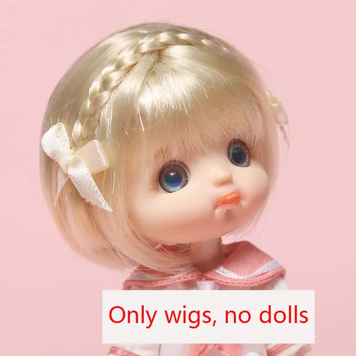 New 1/8  BJD wig  Pink golden SD doll wigs soft Cute braid hair  Bangs Long straight hair Doll special wig multi-color optional