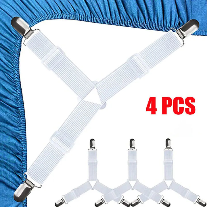 Triangle Bed Sheet Holders Fitted Sheet Clips 4Pcs Adjustable Sheet Suspenders Mattress Gripper Clips for Bed Mattress Cover