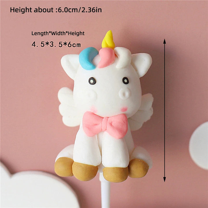 Unicorn Cake Topper with Rainbow Clouds Stars for Kids Happy Birthday Cake Decorations Girl's 16th Party Supplies Adult Gifts