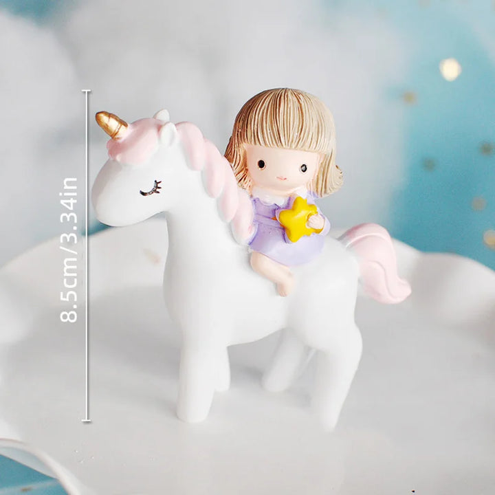 Unicorn Cake Topper with Rainbow Clouds Stars for Kids Happy Birthday Cake Decorations Girl's 16th Party Supplies Adult Gifts