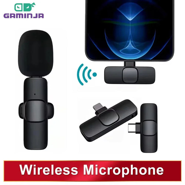 Wireless Lavalier Microphone Portable Audio Video Recording Mini Mic For iPhone Android Long battery life Live Broadcast Gaming