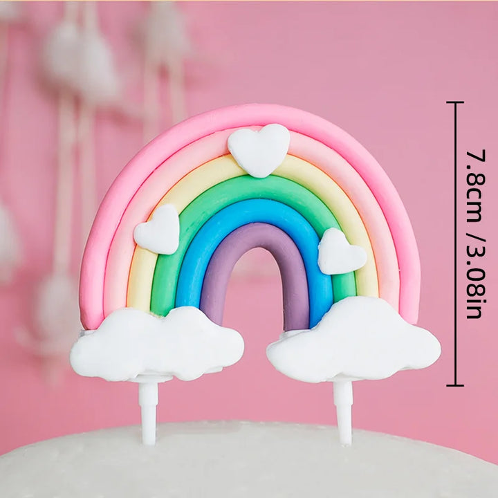 Unicorn Cake Topper with Rainbow Clouds Stars for Kids Happy Birthday Cake Decorations Girl's 16th Party Supplies Adult Gifts