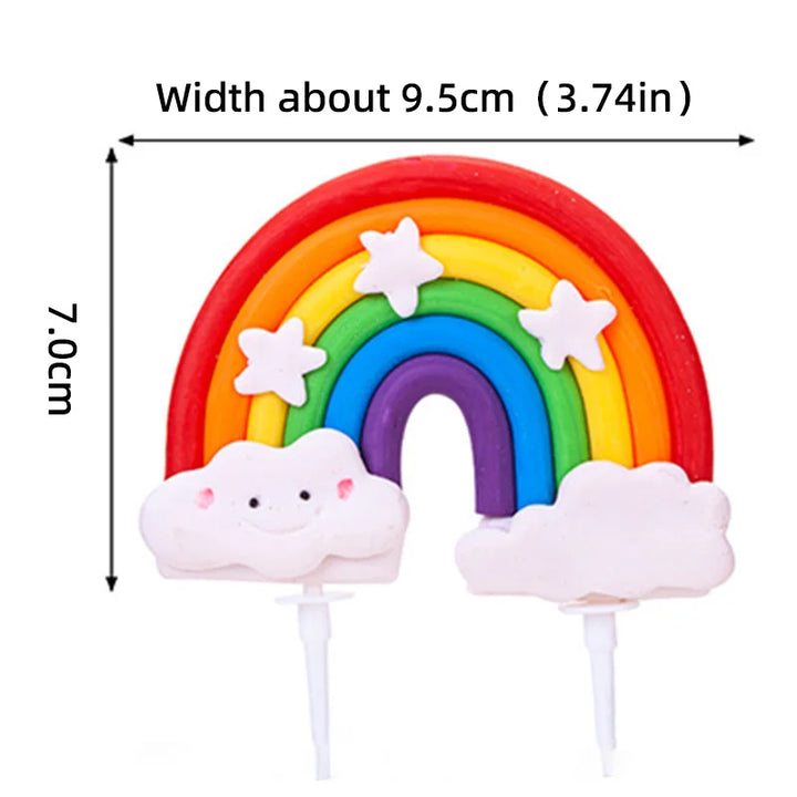 Unicorn Cake Topper with Rainbow Clouds Stars for Kids Happy Birthday Cake Decorations Girl's 16th Party Supplies Adult Gifts