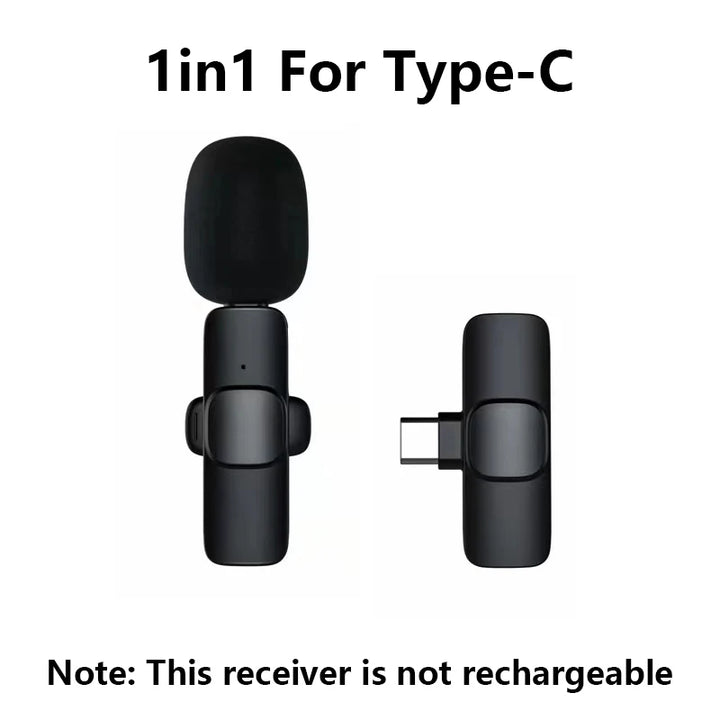 Wireless Lavalier Microphone Portable Audio Video Recording Mini Mic For iPhone Android Long battery life Live Broadcast Gaming