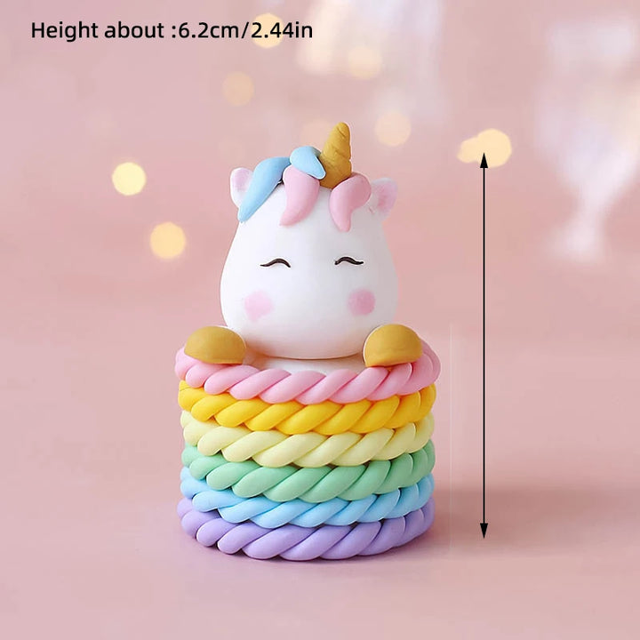 Unicorn Cake Topper with Rainbow Clouds Stars for Kids Happy Birthday Cake Decorations Girl's 16th Party Supplies Adult Gifts