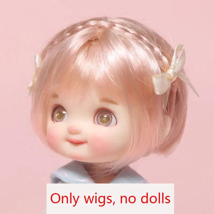 New 1/8  BJD wig  Pink golden SD doll wigs soft Cute braid hair  Bangs Long straight hair Doll special wig multi-color optional