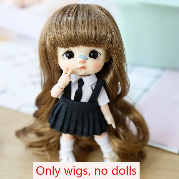 New 1/8  BJD wig  Pink golden SD doll wigs soft Cute braid hair  Bangs Long straight hair Doll special wig multi-color optional