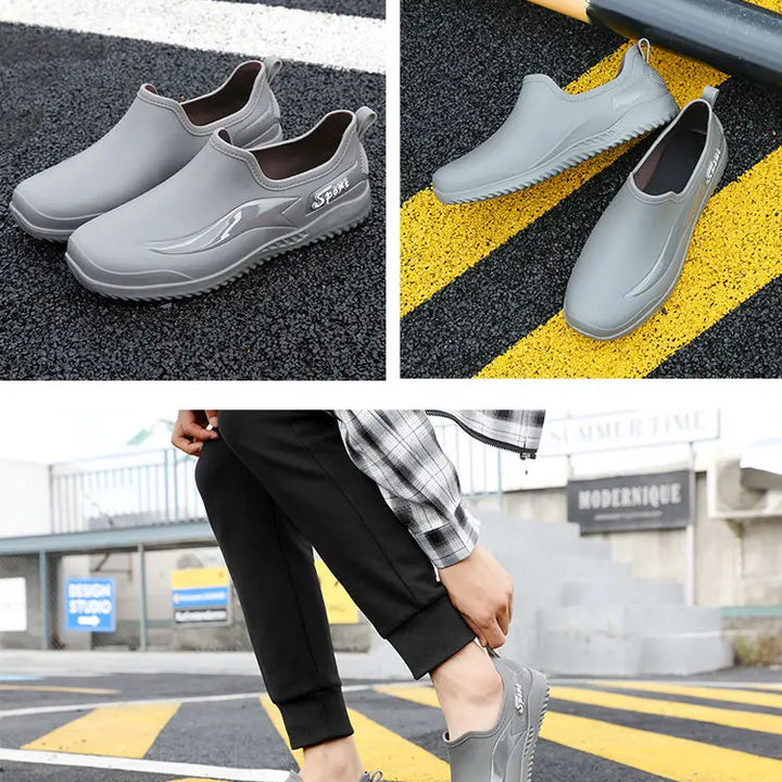 2024， New Fashionable Velvet Warm Rain Boots for Men, Waterproof, Non-slip, Wear-resistant, Short-tube Kitchen Work Rubber Shoes