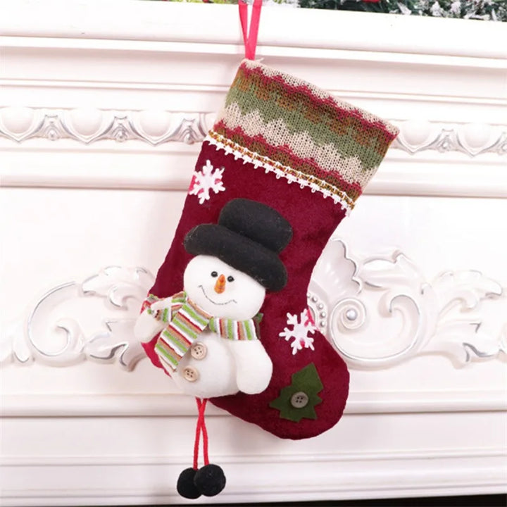 Christmas Sock Kids Candy Bag Gift Santa Claus Snowman Socks Xmas Tree Ornament Christmas Stocking Decoration for Home