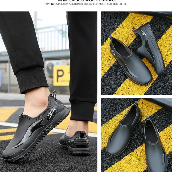 2024， New Fashionable Velvet Warm Rain Boots for Men, Waterproof, Non-slip, Wear-resistant, Short-tube Kitchen Work Rubber Shoes