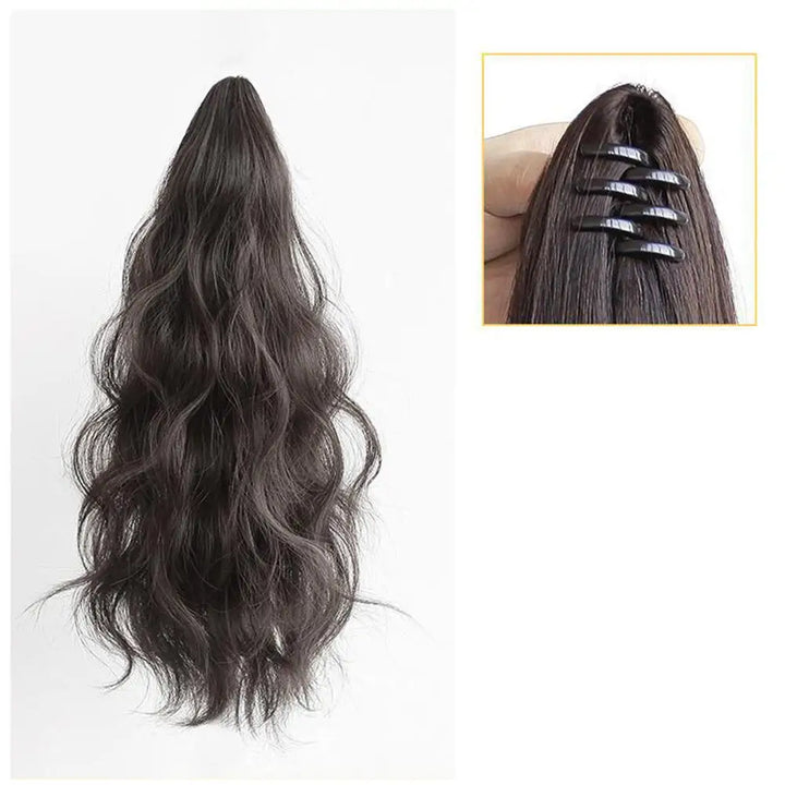 Women's Wig Grab Clip Synthetic Clip Style Hair Extension Low Ponytail Short Curly Hair Extension Natural Curly Hair Ponytail