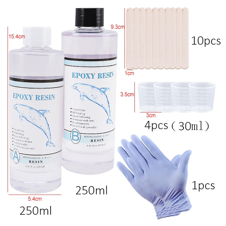 1:1 AB Resin Epoxy High Adhesive Crystal Glue Kit Transparent Hardener for DIY Art Resin Mold Casting Jewelry Making Supplies