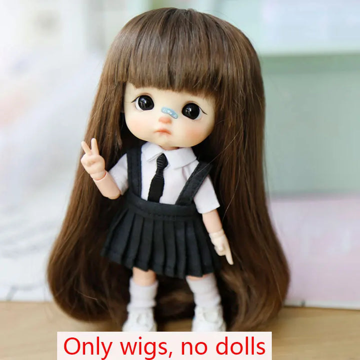 New 1/8  BJD wig  Pink golden SD doll wigs soft Cute braid hair  Bangs Long straight hair Doll special wig multi-color optional