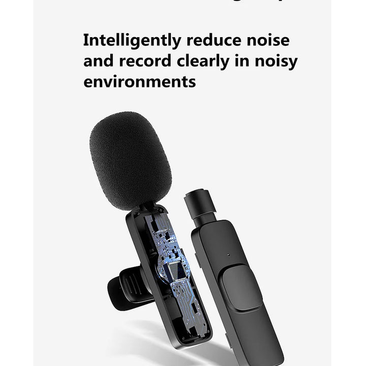 Wireless Lavalier Microphone Portable Audio Video Recording Mini Mic For iPhone Android Long battery life Live Broadcast Gaming