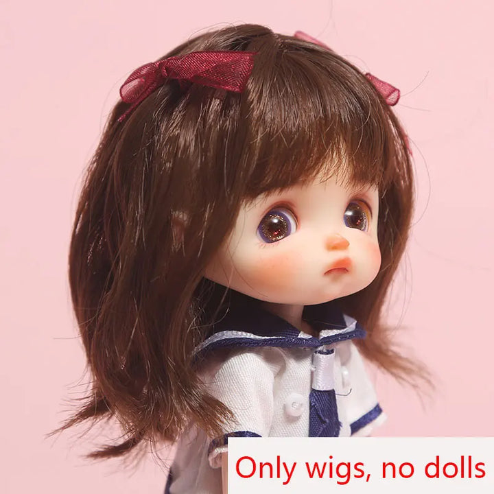 New 1/8  BJD wig  Pink golden SD doll wigs soft Cute braid hair  Bangs Long straight hair Doll special wig multi-color optional