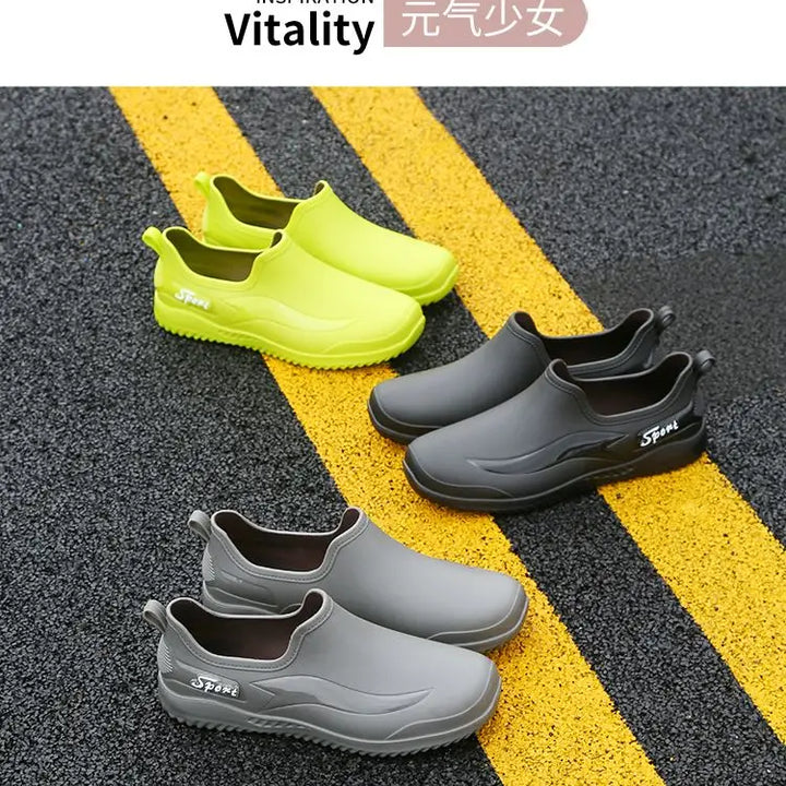 2024， New Fashionable Velvet Warm Rain Boots for Men, Waterproof, Non-slip, Wear-resistant, Short-tube Kitchen Work Rubber Shoes