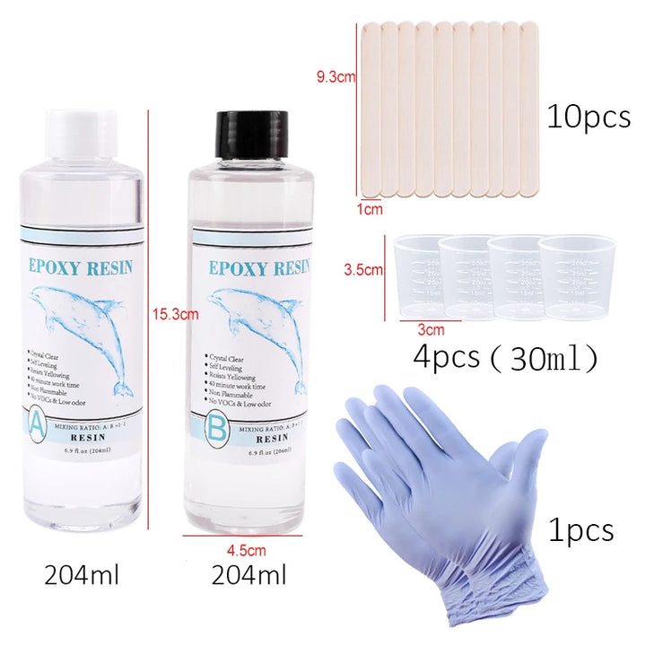 1:1 AB Resin Epoxy High Adhesive Crystal Glue Kit Transparent Hardener for DIY Art Resin Mold Casting Jewelry Making Supplies