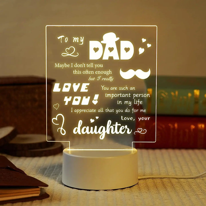 3D Night lamp Dad Gifts Acrylic Lamp to My Dad Gift from Daughter Son for Birthday Gift for Dad Christmas Gifts Night Lamps