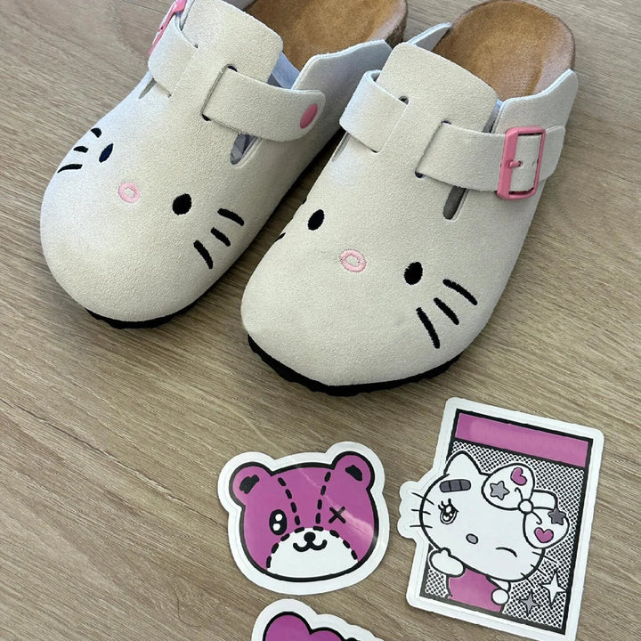 Sanrio Hello Kitty Cute Anime Slippers Summer Female Thick Sole Flat Shoes Sweet Cartoon Outdoor Anti Slip Slippers Girl Gift