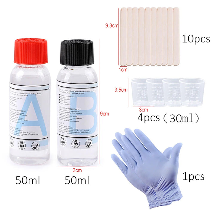 1:1 AB Resin Epoxy High Adhesive Crystal Glue Kit Transparent Hardener for DIY Art Resin Mold Casting Jewelry Making Supplies