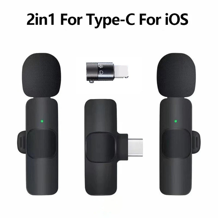 Wireless Lavalier Microphone Portable Audio Video Recording Mini Mic For iPhone Android Long battery life Live Broadcast Gaming