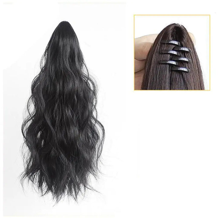 Women's Wig Grab Clip Synthetic Clip Style Hair Extension Low Ponytail Short Curly Hair Extension Natural Curly Hair Ponytail