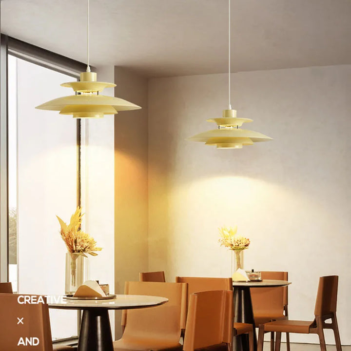 Japanese UFO Pendant Light Fixture Nordic Restaurant Chandelier Danish Design Room Decor Lamp Bedroom Beside Ceiling Lamps