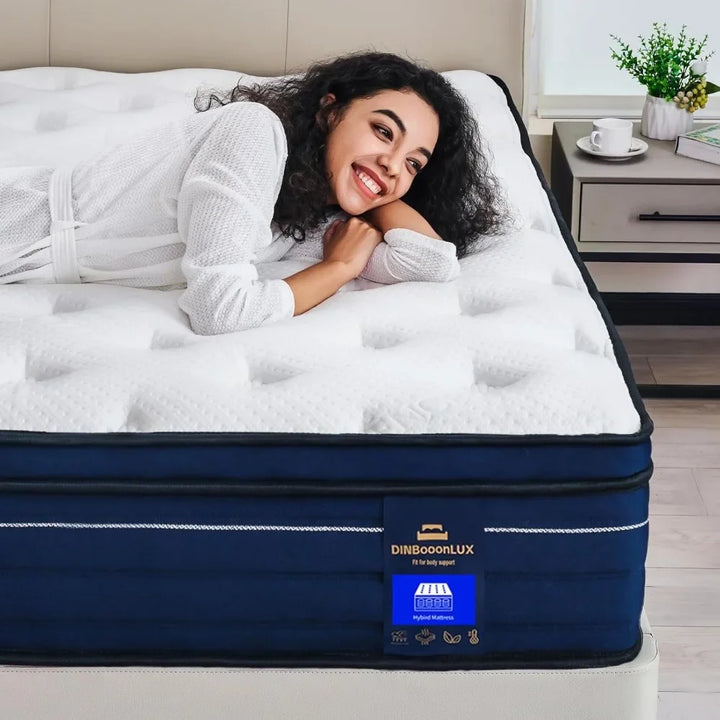 King Mattress 14 Inch Hybrid Mattress in a Box with Gel Memory Foam King Size Mattresses with Comfort Foam